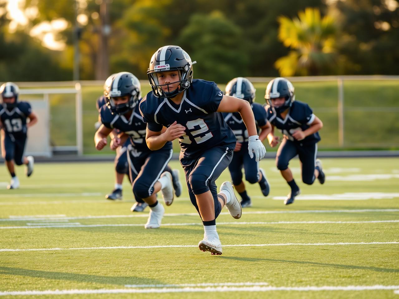 A running back exploding through the line of scrimmage