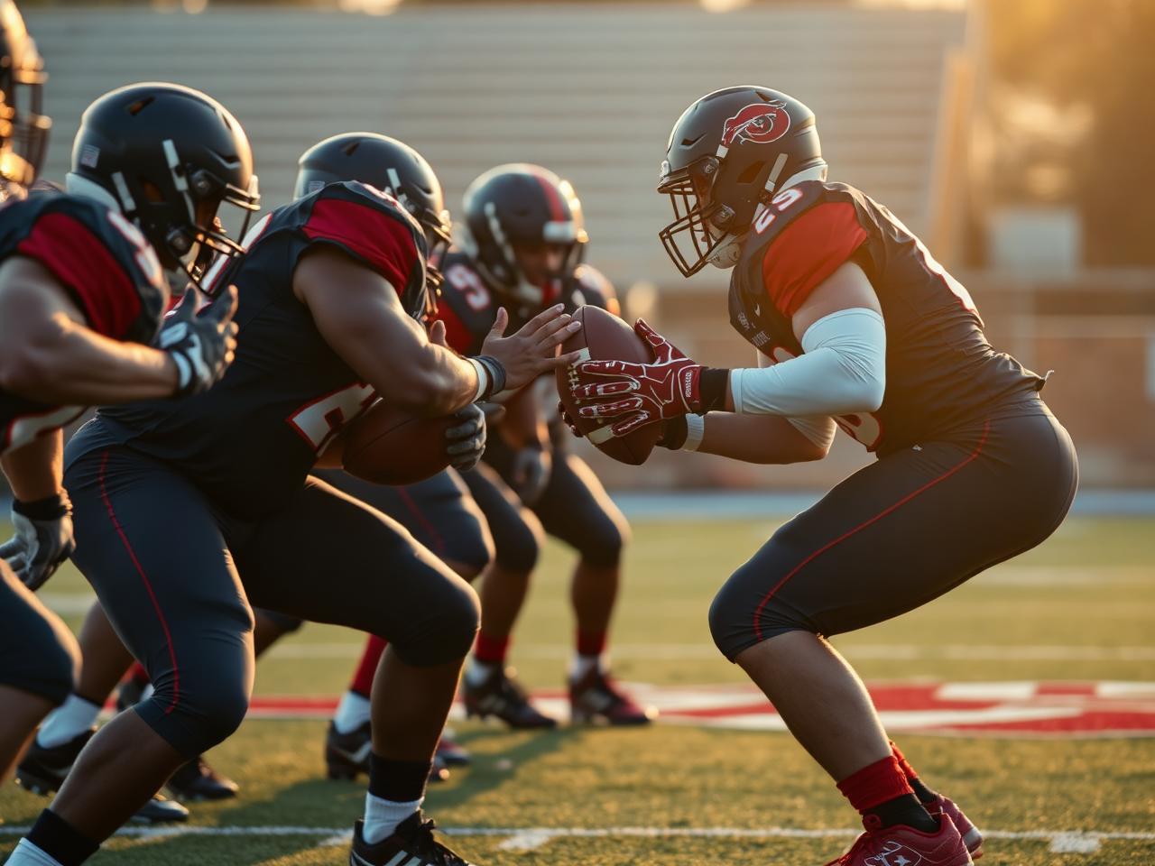 A defensive back in press coverage at the line of scrimmage