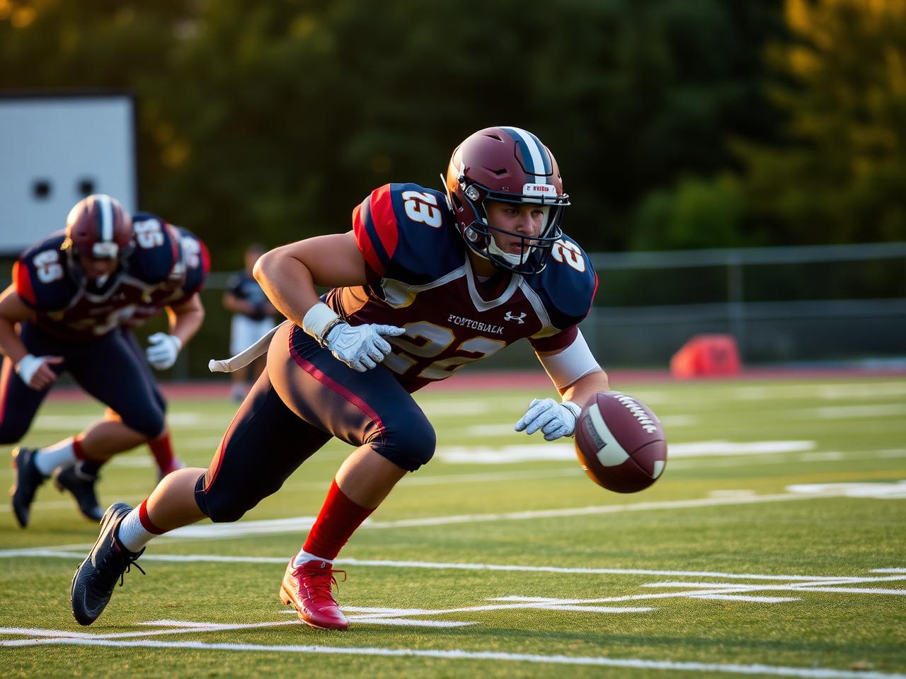 A linebacker attacking downhill toward the football